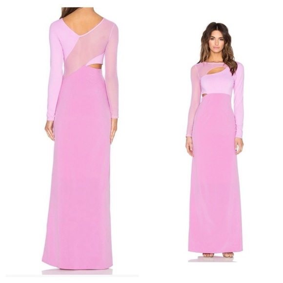 Donna Mizani / Cut Out Maxi gown long sleeve Dress Lilac bubblegum pink XS  - divino.acegroup.co.in